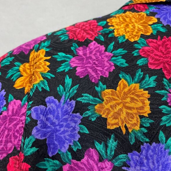 Vintage Silk Dress Floral Plus Size 22P 22 Petite Long Sleeves Liz Claiborne - Picture 11 of 12